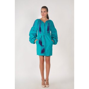 Blusa bordada Mujeres hermosas Ucrania Étnico Vyshvanka Manga larga con cinturón Lino - Product Image 1