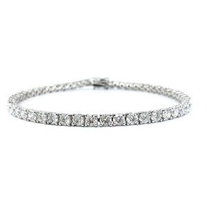 Vintage Gift 18K <b>Solid</b> White <b>Gold</b> Lab Grown Diamond Thin Tennis Charm Bracelet <b>Bangles</b> for Women Party - Product Image 1