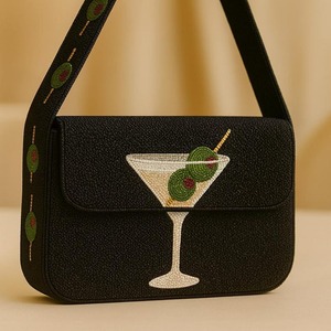 Bolso de Mano de Moda para Mujer QTC, Material de Yute con Bordado de Perlas, Correa de Cadena, Cierre de Cremallera, Gran Capacidad - Product Image 2