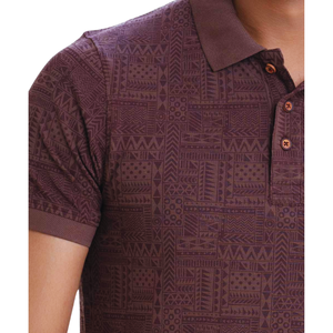 Piqué marron confortable pour polo élégant motif solide tissu tricoté sans effort tenue décontractée de tous les jours - Product Image 3