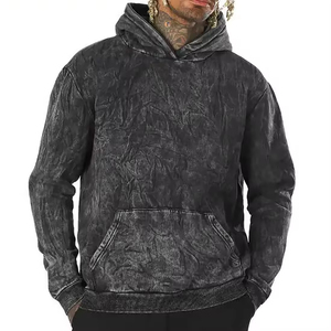 Sweat à capuche pour homme en coton mélangé, délavé à l'acide, avec strass, broderie personnalisée de haute qualité, nouveau style, motif imprimé - Product Image 6