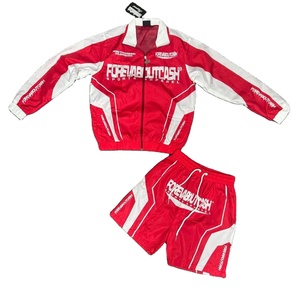 Custom Manufacturer Windbreaker 100% Polyester With <b>Mesh</b> Lining Quick Dry Hoodie Shorts <b>Two</b> <b>Piece</b> Tracksuit <b>Sets</b> - Product Image 1