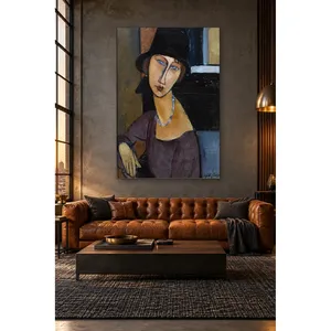 Fida Modigliani Jeanne Hbuterne avec chapeau, impression sur toile - Product Image 5
