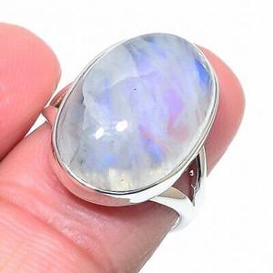Anillo de Plata de Ley 925 con Piedra Lunar, Estilo Bohemio, Hecho a Mano, Regalo para Mamá, Fiesta - Product Image 1