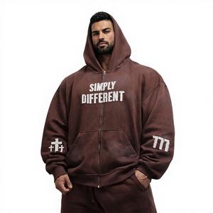 Sudadera con Capucha Unisex Extra Grande, 100% Algodón, Forro Polar Marrón, Secado Rápido, Estilo Urbano, para Gimnasio y Uso Invernal - Product Image 1