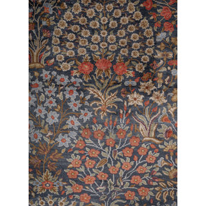 Alfombra de Seda Anudada a Mano AKPS-13020 Azul con Diseño Floral para Uso Doméstico - Colección Gulmarg - Product Image 3