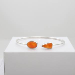 Premium 925 Sterling <b>Silver</b> High Finish Trendy <b>Adjustable</b> Bezel Set Carnelian Oval Bullet Cab Luxury Twister <b>Bracelet</b> Gift Women - Product Image 1