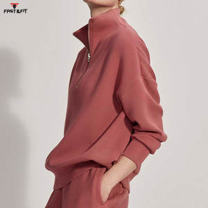 Sweat-shirt court à col roulé avec fermeture éclair pour femme Respirant et respirant fabriqué en usine dernier modèle pour femme - Product Image 2