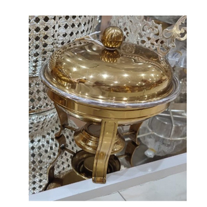 Silver Chafing <b>Dish</b> with Wooden <b>Stand</b> Tabletop Decor Buffet Sets Warming & Holding Equipment - Product Image 4