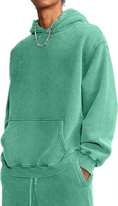 Sudadera con capucha desgastada para hombre, transpirable, 100% de algodón, estampado lavado ácido Vintage, informal, talla XS con hombro caído - Product Image 4