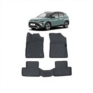 พรมปูพื้นรถยนต์ Pikas สำหรับ Bayon 2021+ แบบ 4D ตัดเย็บพอดี TPE หนา 5 มม. ลายเรขาคณิต สำหรับทุกฤดู กันน้ำ ขอบสูง แบบขอบสูงพิเศษ สีดำ - Product Image 1