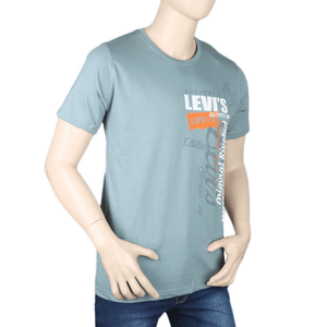 Camiseta de manga corta con cuello redondo y estampado para hombre - Gris claro - Product Image 1