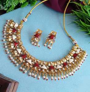 Efulgenz Indian Traditional Gold Tone Faux Pearl Kundan <b>Crystal</b> Necklace <b>Set</b> Dangle Earrings Manufacturer Jewelry for Women - Product Image 2