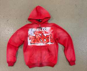 OEM Personnalisé Sunfaded Zipper French Terry Streetwear Fonctionnel Lavage à l'acide Hommes Zip Up Heavyweight Rhinestone Hoodie - Product Image 2