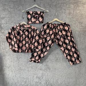 Conjunto indio de pijama de algodón puro ultrasuave para mujer Vestido ligero de mañana para verano PJ's de algodón ultrasuave - Product Image 1