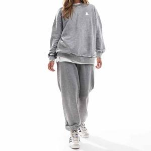 เสื้อกันหนาวลำลองผ้าเทอร์รี่สำหรับผู้หญิง, เสื้อกันหนาวปักลายกรด300กรัมใส่สบาย2026โลโก้ด้านหน้า - Product Image 1