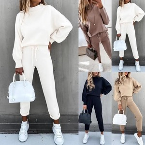 Ensemble 2 pièces de survêtement décontracté pour femmes, ensemble de sweatshirts à capuche pour l'automne et l'hiver, pantalons de survêtement à jambes larges, tenues de sport, vêtements de fitness en plein air - Product Image 3