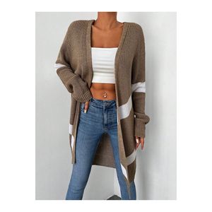 Cardigan Casual a maglia Oversize a blocchi da donna (colorato)