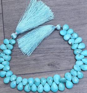 Turquesa natural 7x9mm-8x11mm piedra preciosa pera facetada Briolette Arizona turquesa cuentas de piedras preciosas semipreciosas para la fabricación de joyas - Product Image 4