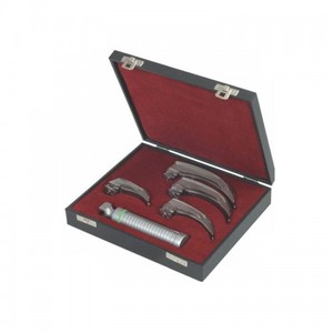 Juego de laringoscopio de fibra óptica Miller de acero inoxidable de la mejor calidad de etiquetado privado con mango medio en MOQ bajo - Product Image 1