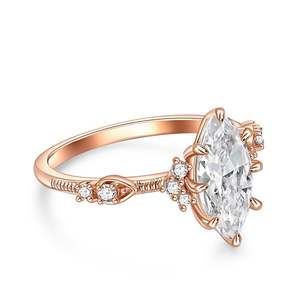 Bague de fiançailles Jeulia Vintage en diamant de laboratoire de taille marquise en argent sterling - Product Image 3