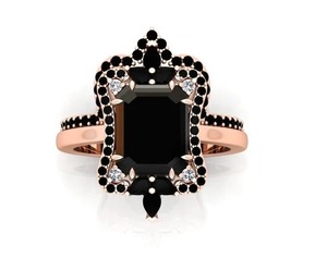 Anillo de compromiso personalizado de Plata de Ley 925 de moissanita negra, hermoso anillo de moissanita y otras joyas de diamantes - Product Image 2