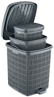 Afossa – Lot de 3 poubelles à pédale en PP, 6L/12L/18L, empilables, avec couvercles, pour salle de bain, cuisine, bureau, maison – Écologiques