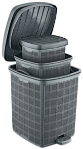 Lot de 3 poubelles à pédale en PP avec couvercles, 6L/12L/18L, empilables, pour salle de bain, cuisine, bureau, maison - Écologiques, vente en gros - Product Image 6