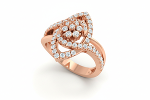 แหวนทอง 14K ประดับเพชรธรรมชาติทรงหยดน้ำระยิบระยับสำหรับผู้หญิง - Product Image 4