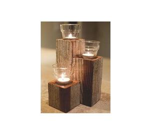 Portavelas de Madera Geométrico Moderno Diseñado para Decoración Contemporánea que Ofrece una Estructura Única y una Luz de Vela Acogedora - Product Image 3