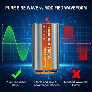 Convertisseur d'énergie à onde sinusoïdale pure HOULI 1000W~7000W |   Convertisseur 12V/24V DC vers 220V AC pour voiture, camping-car, système solaire - Product Image 4