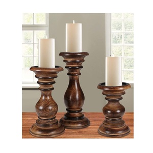 Bougeoir en bois rustique naturel décoration faite à la main pour ferme salon chambre table à manger bureau et patio - Product Image 2