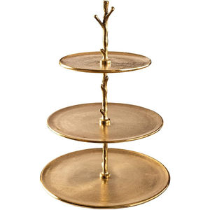 Modern Polished Aluminium Gold Finish Dessert Serving Tray 2 Tier Metal <b>Cake</b> Stand For <b>Wedding</b> And Party Table Decoration - Product Image 2