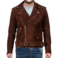 Blouson Trucker en Cuir Premium de Haute Qualité pour Homme, Style Jean en Daim Noir Doux au Toucher Entièrement Doublé avec Col Montant
