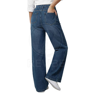 Premium <b>Women</b> Mid Waist Regular Fit Casual Winter Baggy <b>Jeans</b> 100% Cotton Custom Colors & Sizes - Product Image 2