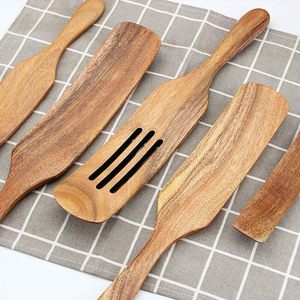 Ustensiles de cuisine en bois Ensemble de spatules en bois Vu à la télévision 5 pièces Ensemble d'ustensiles de cuisine en bois d'acacia naturel - Product Image 3