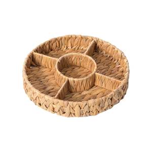 คุณภาพสูงที่ขายดีที่สุดผักตบชวาถาดเสิร์ฟ 5 ช่องสําหรับเครื่องครัวเก็บขนมผลไม้ในเวียดนาม - Product Image 1