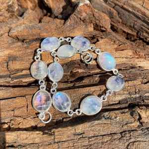 Bracelet en pierre de lune fait main, argent sterling 925, bijoux en pierres précieuses pour femmes, cadeau en pierre naturelle - Product Image 4