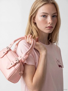OEM ODM Private Label Custom Logo Pink <b>Mini</b> Boston Bowling Bag Women's PU Leather Top Handle Shoulder Bag Manufacturer - Product Image 1