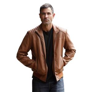 Chaqueta de Cuero Vacuno para Hombre, Estilo Vintage, Casual, Holgada, Invernal, Ecológica, Transpirable, Estilo Urbano, Acabado Lavado, Impermeable - Product Image 1