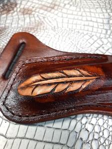 Soporte de cuchillo plegable de bolsillo de cuero izquierdo para cuchillo al aire libre, cuchillos de supervivencia - Product Image 4