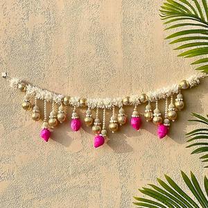 38-Inch Jasmine & Sola Wood Lotus Toran - Artificial Floral Garland for <b>Wedding</b> & Festive Decorations House Warming Eid Decor - Product Image 2