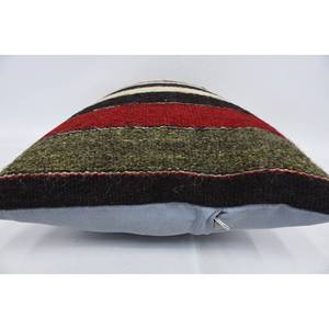 Multicolor Kilim Patchwork Wool Pillow 16x24 Inch Decorative Accent <b>Cushion</b> with Vintage <b>Fluffy</b> Leaves Pattern Woven Technique - Product Image 5