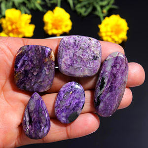 Charoite violette naturelle pierre précieuse russe Cabochon cristal de Charoite pierre en vrac les deux côtés polonais à la main énergie guérison cristal Lot - Product Image 2