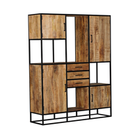 Nouvelle Armoire de Rangement en Bois Massif Style Ferme Moderne Écologique et Durable 2026, Pieds de Meuble Bleu Océan pour Salon