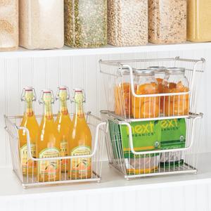 Cesta de almacenamiento de comestibles de hierro con recubrimiento de polvo gris para el hogar, Hotel, restaurante, cesta de almacenamiento de Metal de alambre de hierro de lujo a granel - Product Image 4