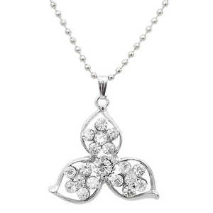 Kriaa 1202535 Floral Design Austrian Stone Chain Pendant <b>Crystal</b> Necklaces - Product Image 1