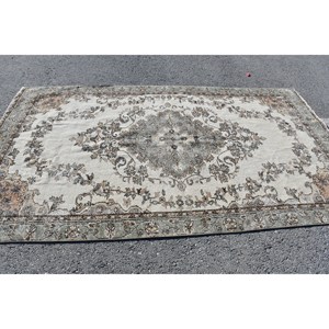 Tapis Vintage Beige Vert Laine 5.2 X 9ft À La Main Turc Rectangle Tapis Patchwork Conception pour Salon Chevet Latex Soutenu - Product Image 3