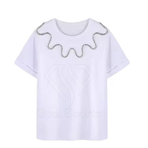 T-shirts pour hommes 100% coton Design respirant de haute qualité avec strass quantité minimale de commande bas - Product Image 2