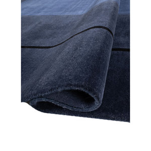 Alfombra de Lana Anudada a Mano Azul Sthir AIWL-3012 Rectangular 9x12 con Patrón Abstracto para Decoración de Sala de Estar y Uso en Pasillos - Product Image 2